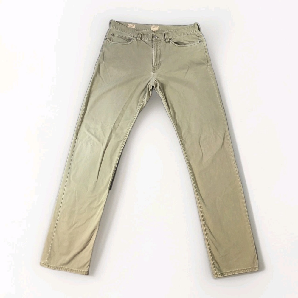 J.Crew 770 Straight Pants Mens 34x34 Olive Green Stretch Casual Chino